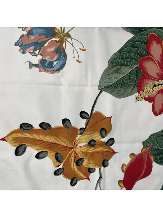 Vintage Fabric 55”x56” Nakai Romanex de Boussac Bernard Botanical 1985 France - Picture 5 of 16